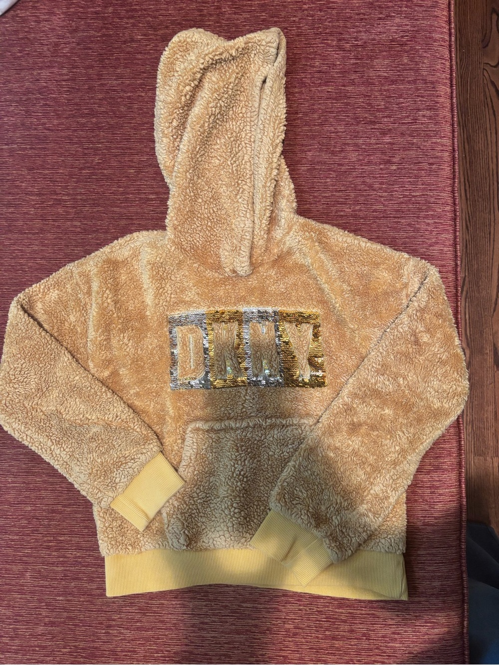DKNY gold Fleece Hoodie with Sequin Logo